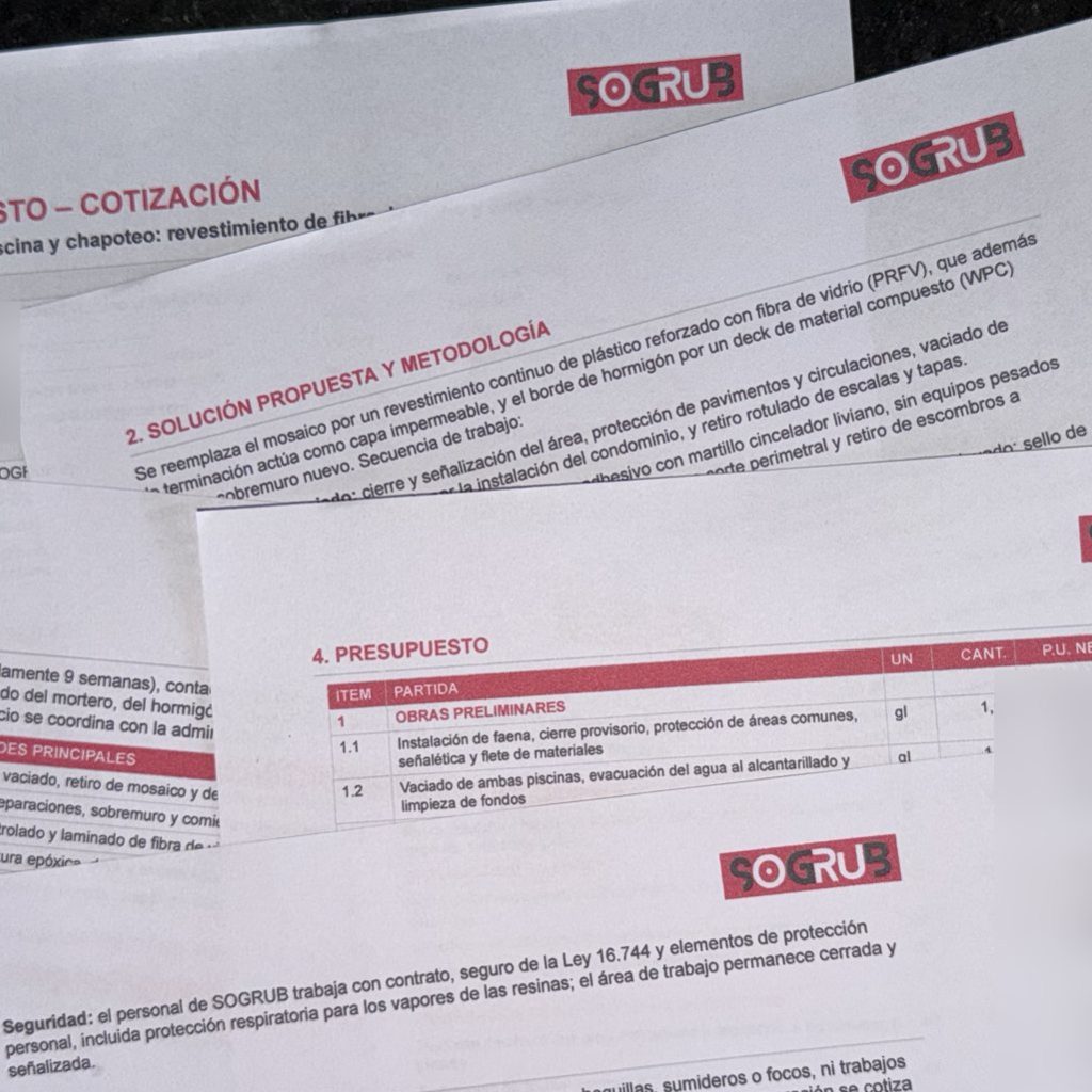 Presupuestos y documentación técnica elaborados por SOGRUB